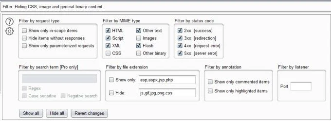 Como filtrar o histórico de HTTP no Burp Suite