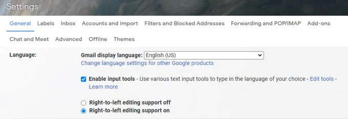 Gmail: jak włączyć tekst od prawej do lewejto
