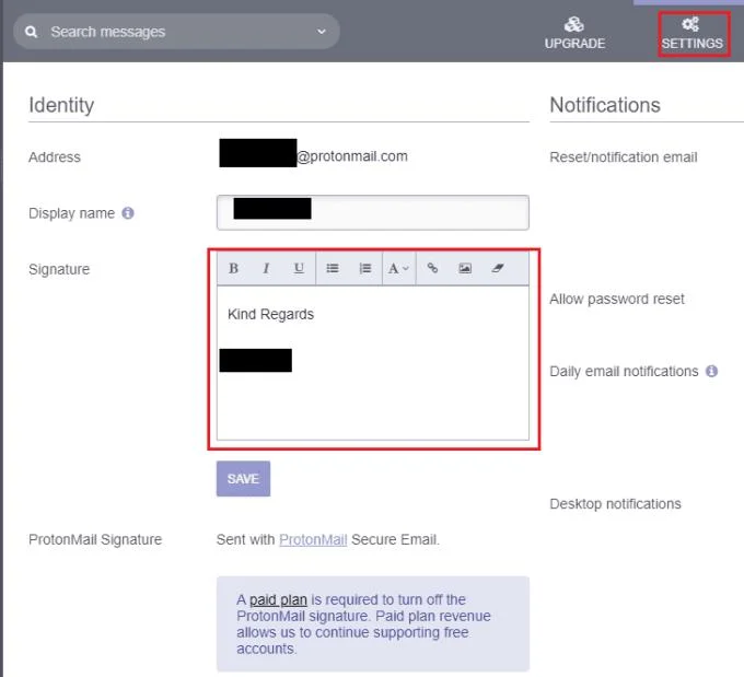 Protonmail: Jak dodać własny podpis