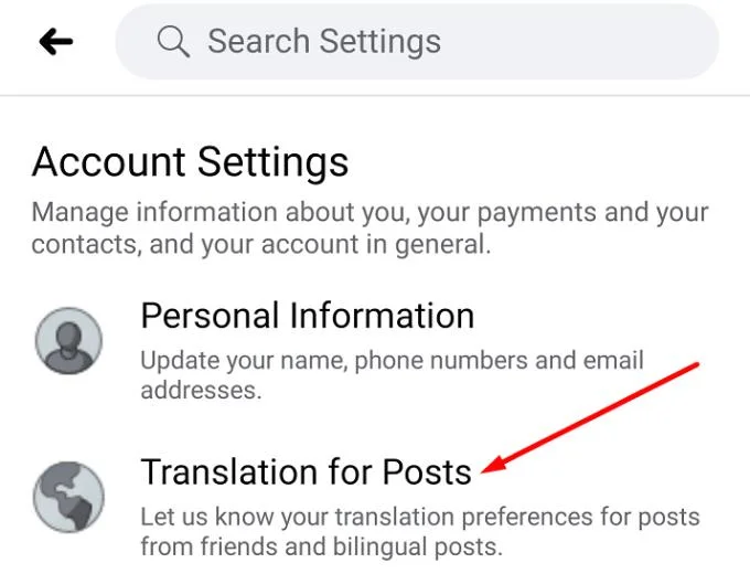 Facebook 게시물 번역