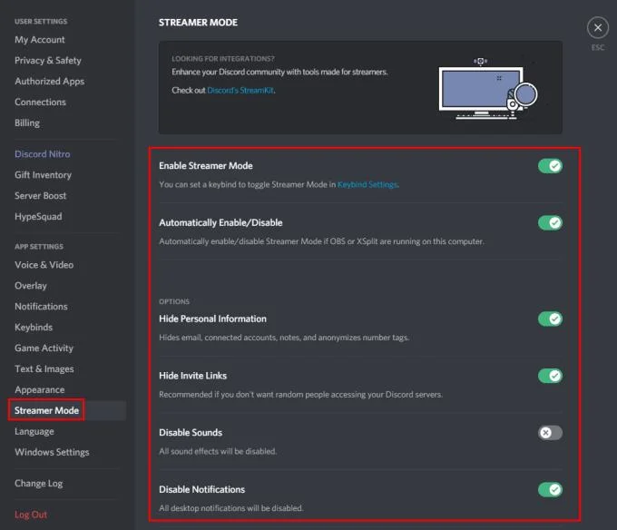 Discord：如何配置流媒體模式