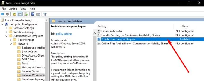 修正Windows10でネットワーク共有にアクセスできない