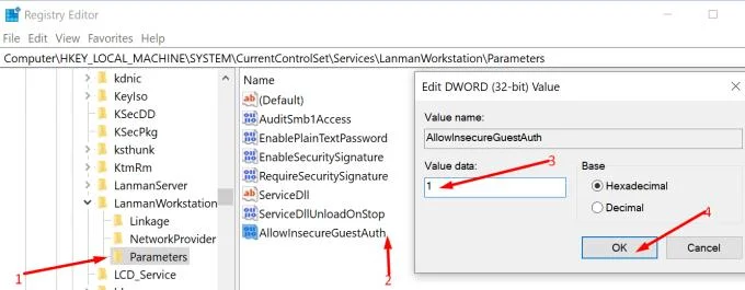 修正Windows10でネットワーク共有にアクセスできない
