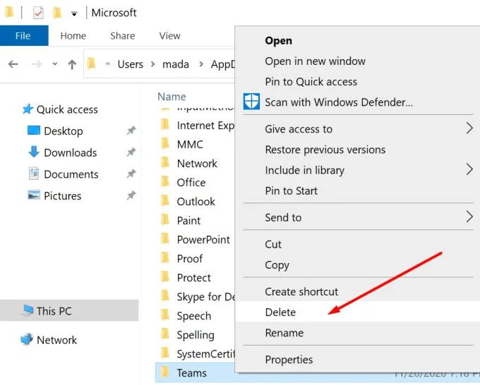 Microsoft Teams 오류 caa2000b 문제 해결