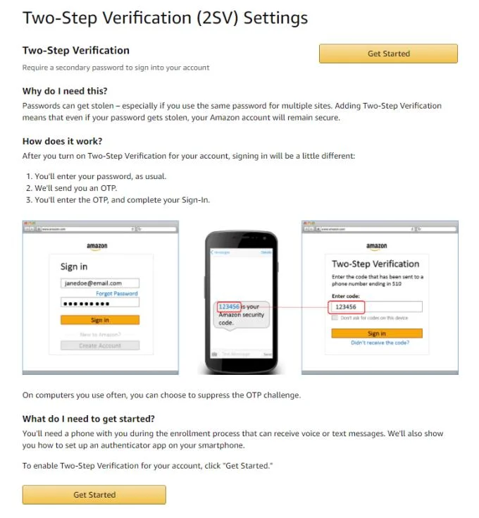 Amazon: Weryfikacja dwuetapowa