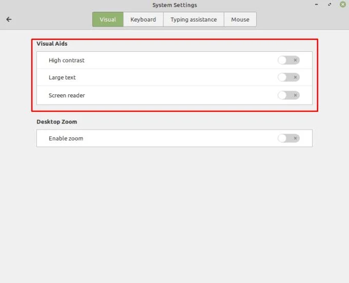 Linux Mint：如何啟用視覺輔助功能