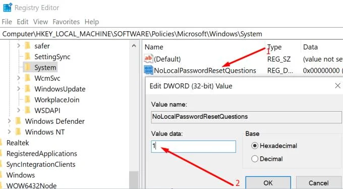 Windows10でセキュリティの質問を無効にする方法