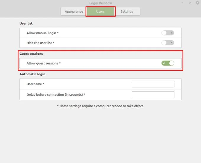 Linux Mint&nbsp;: comment autoriser les sessions invitées
