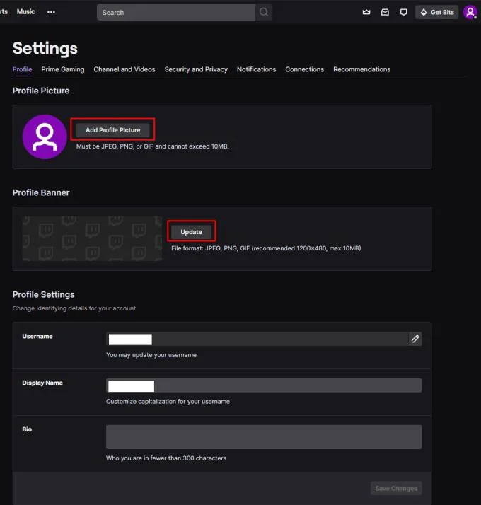 Twitch.tv: come aggiungere un'immagine del profilo e un banner