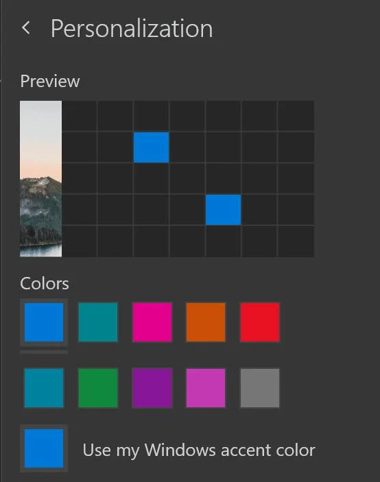 Lista de colores de fondo en Outlook