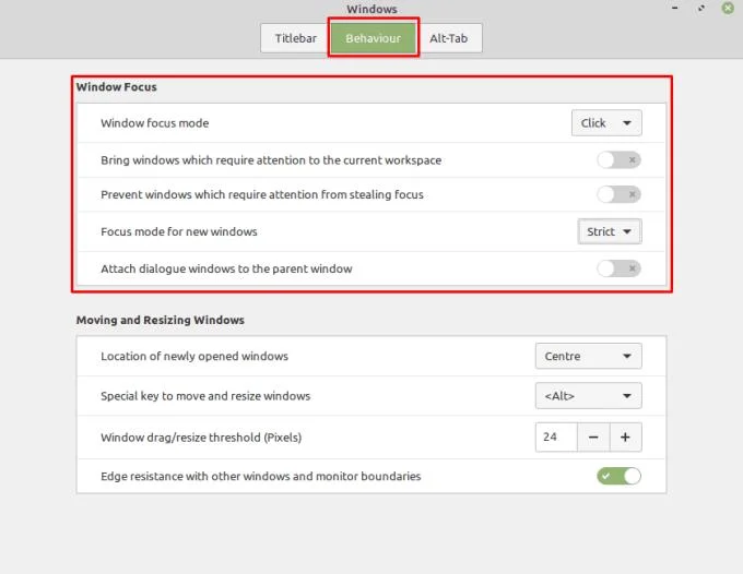 Linux Mint&nbsp;: Comment configurer la façon dont Windows se concentre