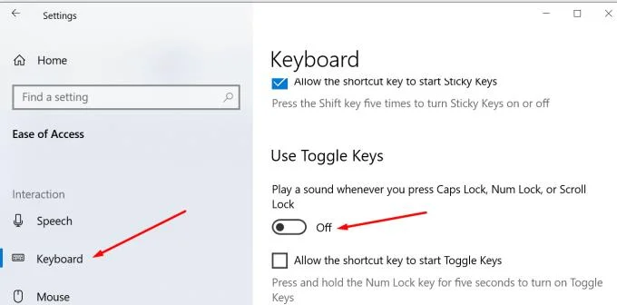 Windows 10：CapsLock通知を無効にする