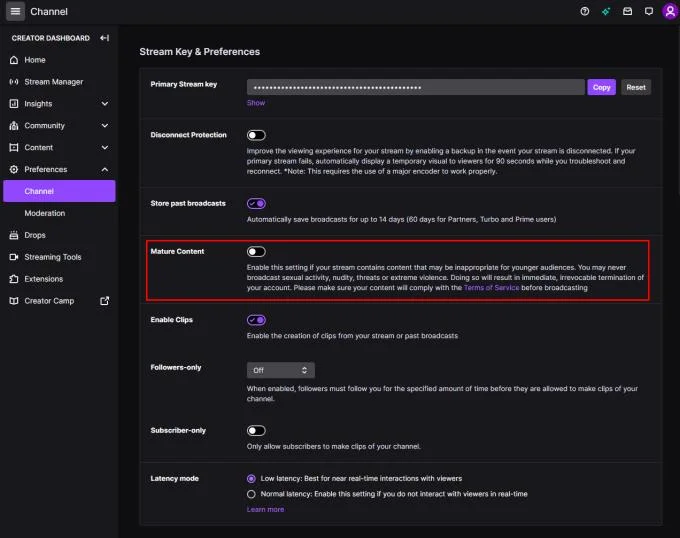 Twitch.tv: Jak oznaczyć swoje konto jako zawierające treści dla dorosłych