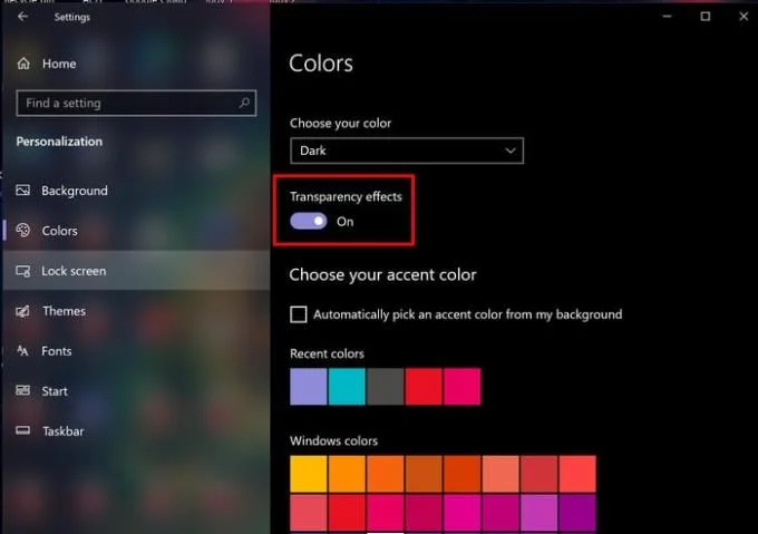 Windows 10：タスクバーを透過的にする方法