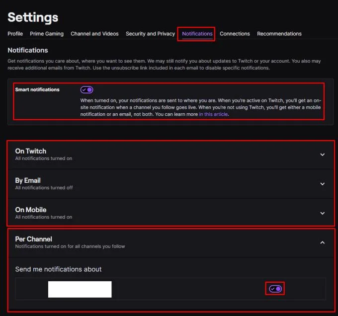 Twitchの通知設定
