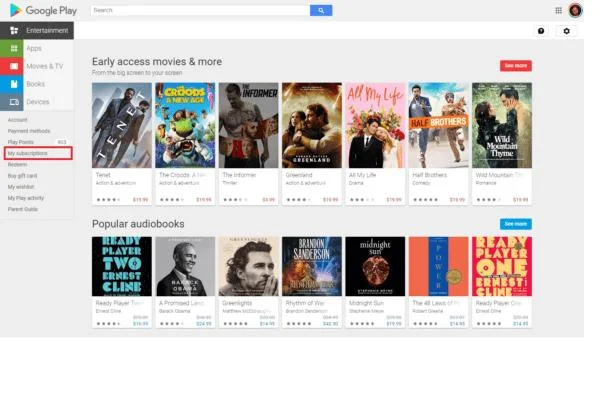 Gestion des abonnements Google Play