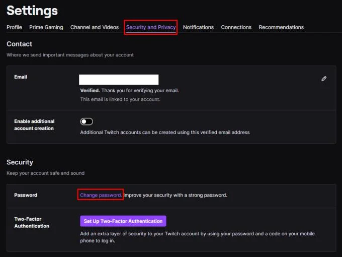 Twitch.tv: Jak zaktualizować hasło lub włączyć uwierzytelnianie dwuskładnikowe