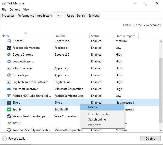 Windows 10: deshabilite el inicio automático de Skype