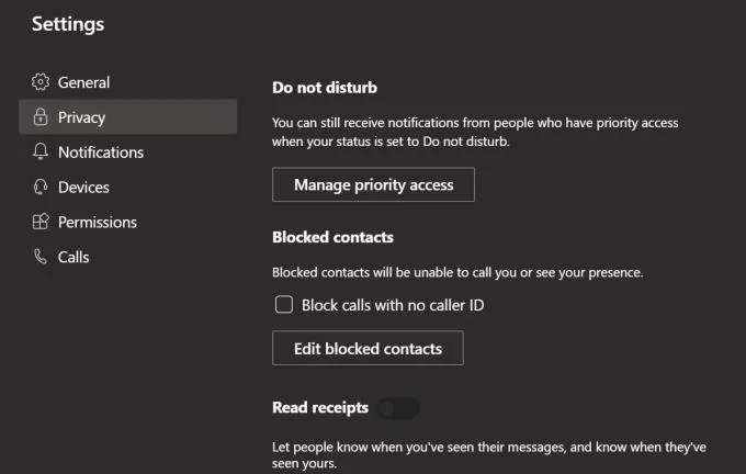 TeamsPrivacySettings