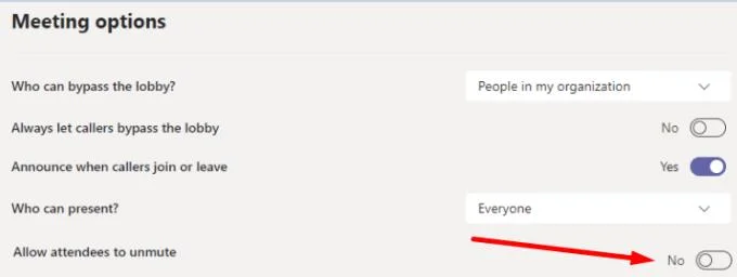 Microsoft Teams 靜音示例