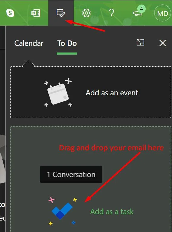 Outlook 이메일을 작업으로 바꾸는 방법