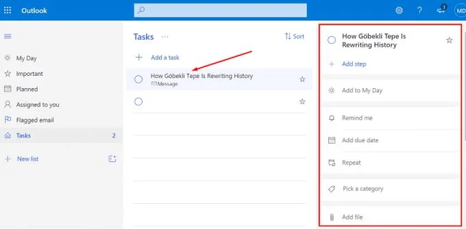 Outlook 이메일을 작업으로 바꾸는 방법