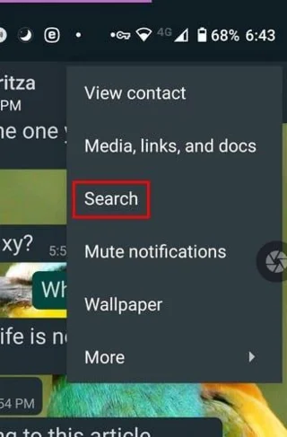 WhatsApp: Cách tìm một tin nhắn cụ thể