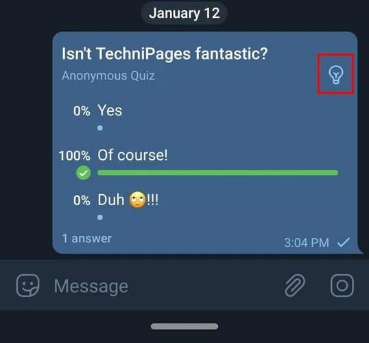 Sondage créé sur Telegram