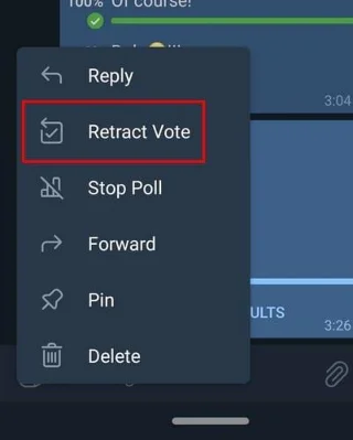 Annuler le vote dans Telegram