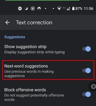 Suppression d'une suggestion de mot dans Gboard