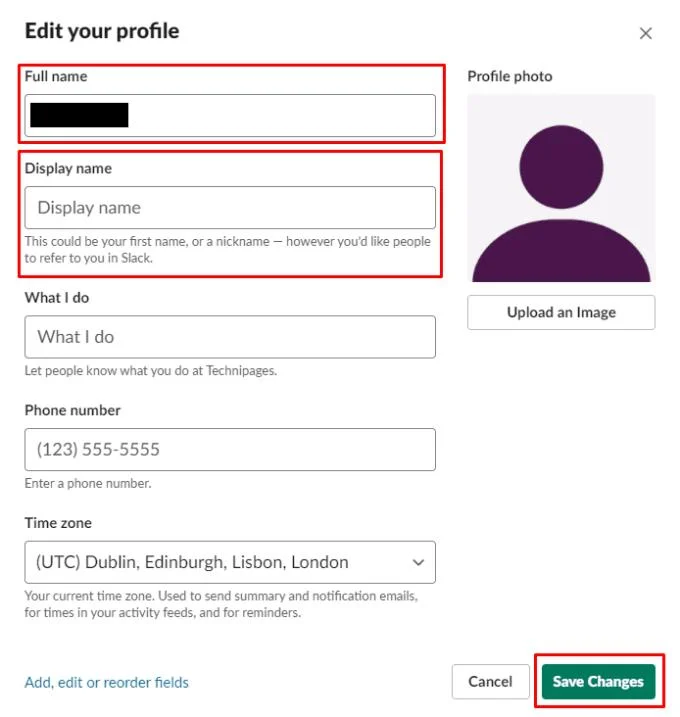 Slack: Jak zmienić wyświetlaną nazwę