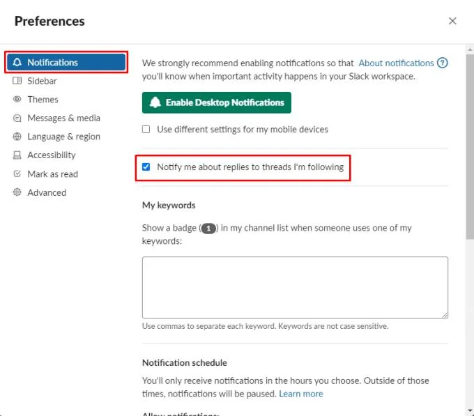 Slack: Jak wyłączyć powiadomienia o wątkach, które obserwujesz
