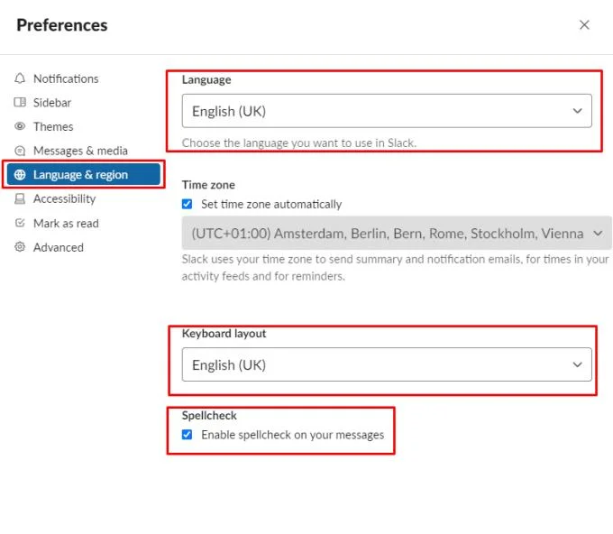 Slack: jak zmienić język wyświetlania