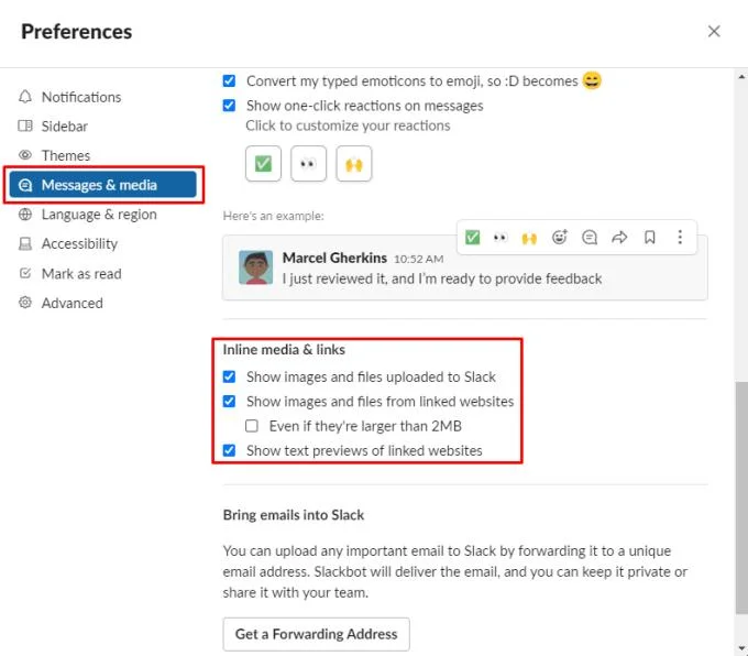 Slack: jak ukryć media wbudowane