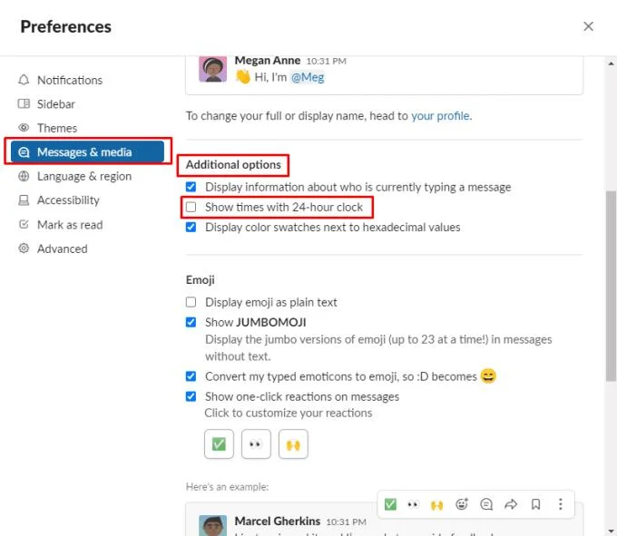 Slack: Jak wyświetlić znaczniki czasu wiadomości w formacie zegara 24-godzinnego