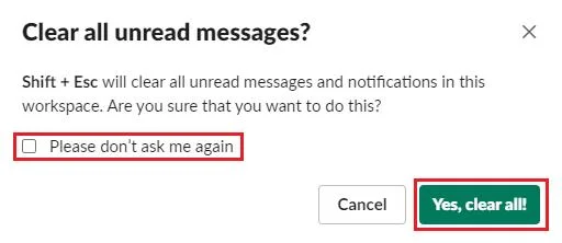 Slack: Jak wyłączyć monit o potwierdzenie oznaczenia wszystkiego jako przeczytanego