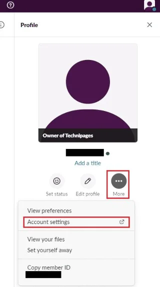 Slack 계정 설정 이동 방법