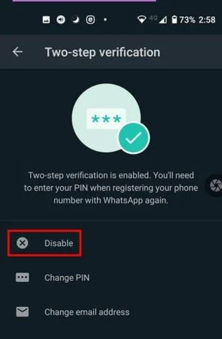 Jak wyłączyć weryfikację dwuetapową w WhatsApp?
