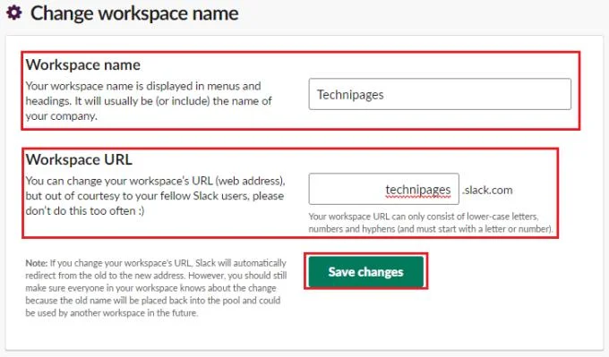 Slack：ワークスペースの名前とURLを変更する方法