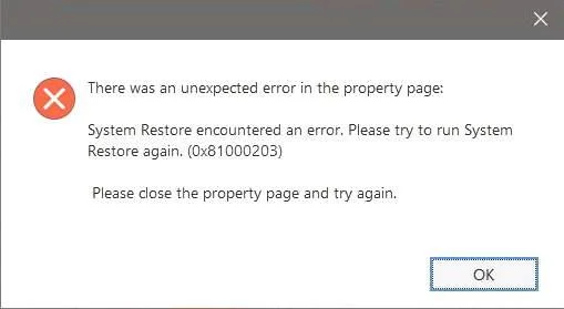 Windows 10: Solucionar el error 0x81000203