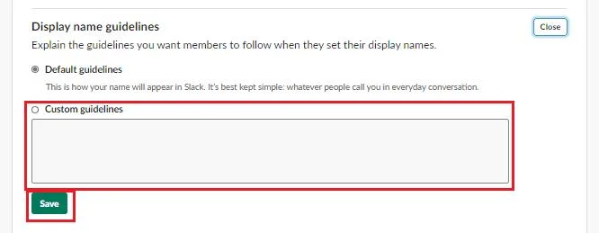 Slack: Como especificar diretrizes para nomes de exibição