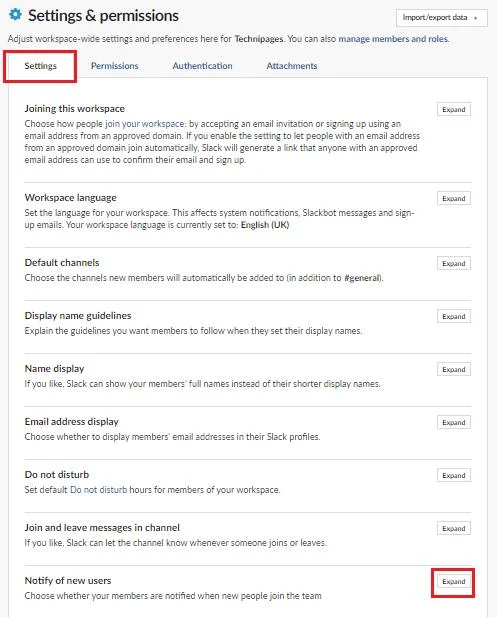 Slack: Jak wyłączyć powiadomienia z obszaru roboczego o dołączeniu nowego użytkownika?