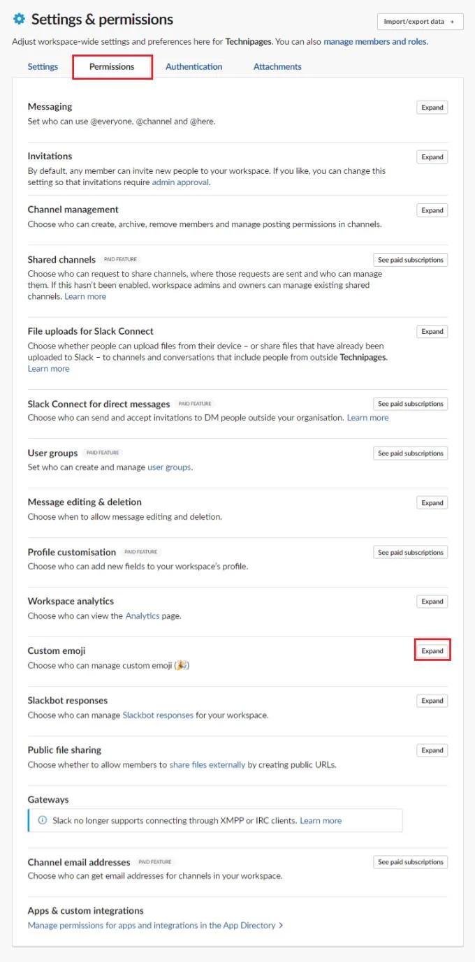Slack: jak skonfigurować, kto może zarządzać niestandardowymi emotikonami