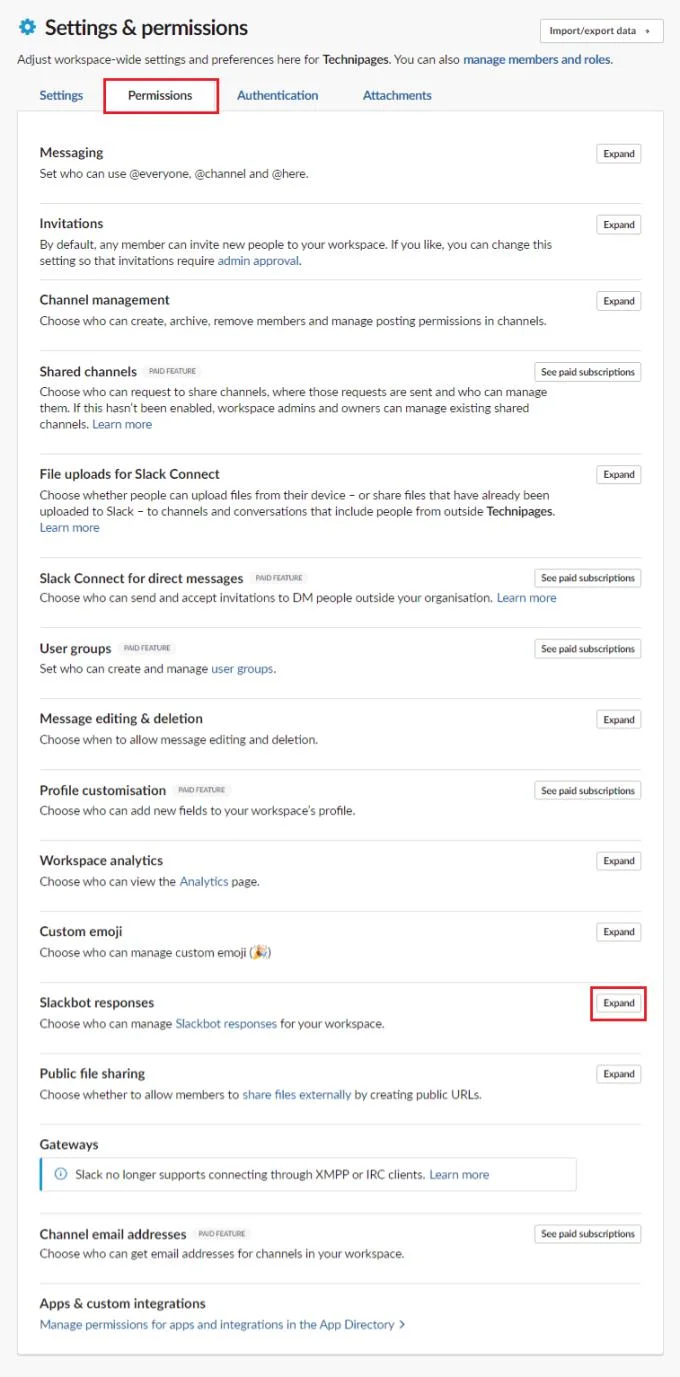 Slack: Jak skonfigurować, kto może zarządzać automatycznymi odpowiedziami Slackbota