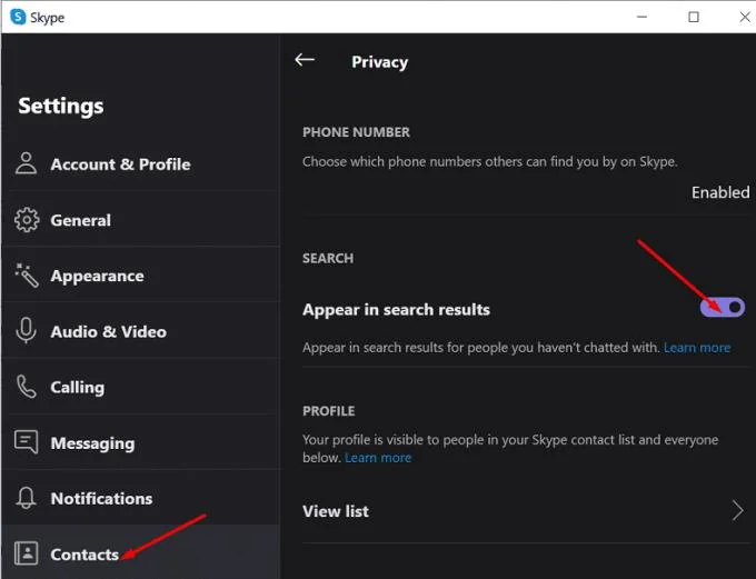 Correção: Não recebo solicitações de contato do Skype
