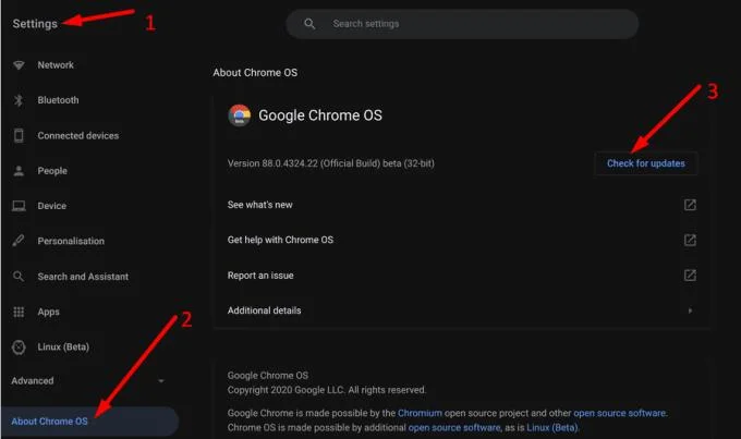 Mise à jour de l'imprimante sur Chromebook