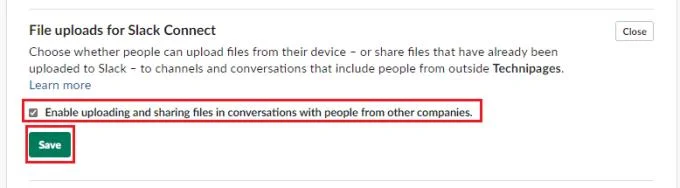 Slack：他の会社の人との会話にファイルがアップロードされないようにする