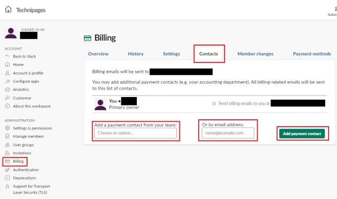Slack: Jak dodać nowe kontakty płatnicze