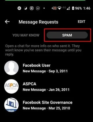 Jak znaleźć żądania wiadomości na Facebook Messengerze Facebook