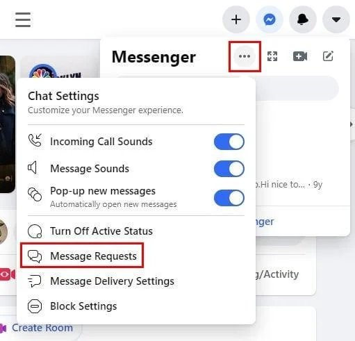 Jak znaleźć żądania wiadomości na Facebook Messengerze Facebook